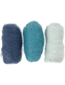 Creativ Company Gekaarde Wol, blauw harmonie, 3x10 gr/ 1 doos