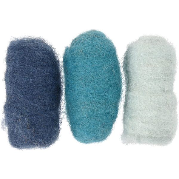 Creativ Company Gekaarde Wol, blauw harmonie, 3x10 gr/ 1 doos