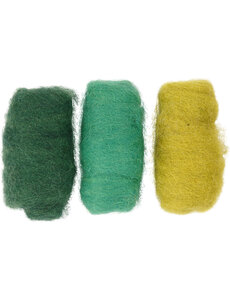 Creativ Company Gekaarde Wol, groen/turquoise harmonie, 3x10 gr/ 1 doos