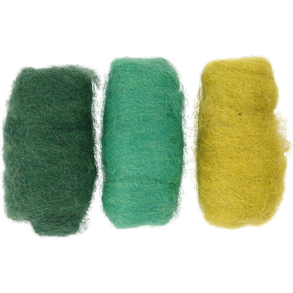 Creativ Company Gekaarde Wol, groen/turquoise harmonie, 3x10 gr/ 1 doos