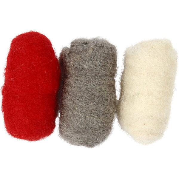 Creativ Company Gekaarde Wol, rood/wit harmonie, 3x10 gr/ 1 doos