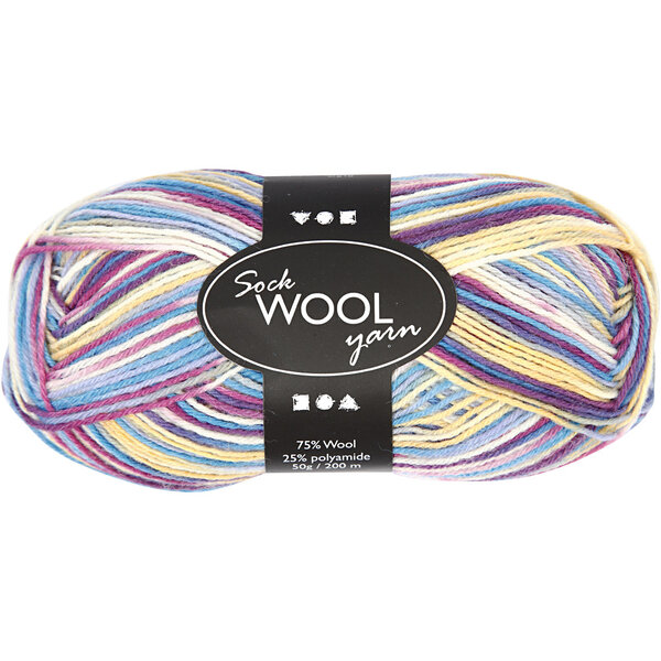 Creativ Company Sokkengaren, L: 200 M, paars/roze harmonie, 50 gr/ 1 bol