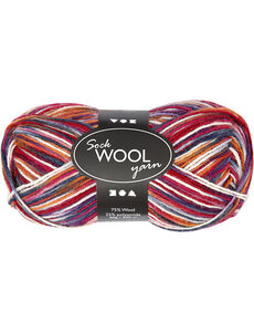 Creativ Company Sokkengaren, L: 200 M, blauw/rood harmonie, 50 gr/ 1 bol