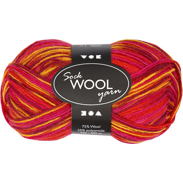 Creativ Company Sokkengaren, L: 200 M, diverse kleuren, 50 gr/ 1 bol
