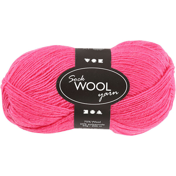 Creativ Company Sokkengaren, L: 200 M, roze, 50 gr/ 1 bol