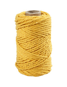 Creativ Company Macramé koord, L: 55 M, d 4 mm, geel, 330 gr/ 1 rol