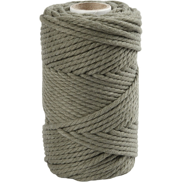 Creativ Company Macramé koord, L: 55 M, d 4 mm, mosgroen, 330 gr/ 1 rol