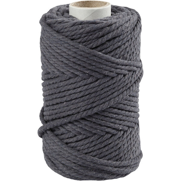 Creativ Company Macramé koord, L: 55 M, d 4 mm, grijs, 330 gr/ 1 rol