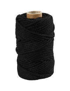 Creativ Company Macramé koord, L: 55 M, d 4 mm, zwart, 330 gr/ 1 rol