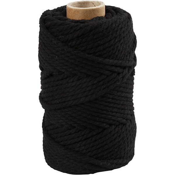 Creativ Company Macramé koord, L: 55 M, d 4 mm, zwart, 330 gr/ 1 rol