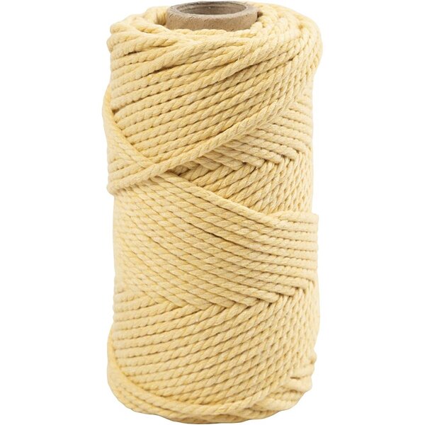Creativ Company Macramé koord, L: 55 M, d 4 mm, lichtgeel, 330 gr/ 1 rol
