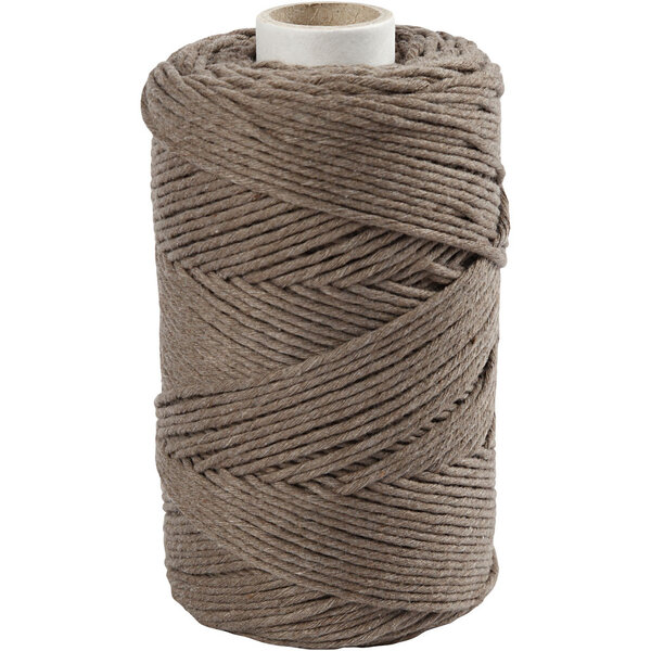 Creativ Company Macramé Koord, L: 198 M, d 2 mm, lichtbruin, 330 gr/ 1 rol