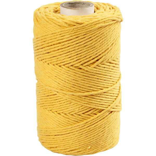 Creativ Company Macramé Koord, L: 198 M, d 2 mm, geel, 330 gr/ 1 rol