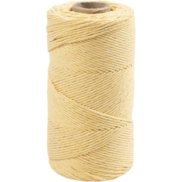 Creativ Company Macramé Koord, L: 198 M, d 2 mm, lichtgeel, 330 gr/ 1 rol