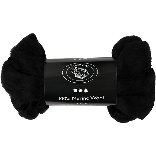 Creativ Company Merino Wol, dikte 21 my, zwart, 100 gr/ 1 doos