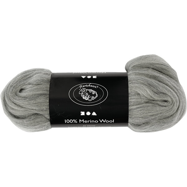 Creativ Company Merino Wol, dikte 21 my, grijs, 100 gr/ 1 doos