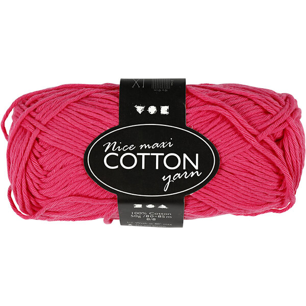Creativ Company Katoengaren, afm 8/8, L: 80-85 M, afm maxi, roze, 50 gr/ 1 bol