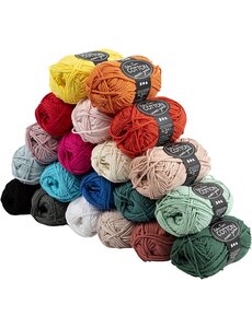 Creativ Company Katoengaren, L: 80-85 M, diverse kleuren, 20x50 gr/ 1 doos