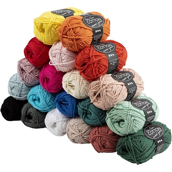 Creativ Company Katoengaren, L: 80-85 M, diverse kleuren, 20x50 gr/ 1 doos