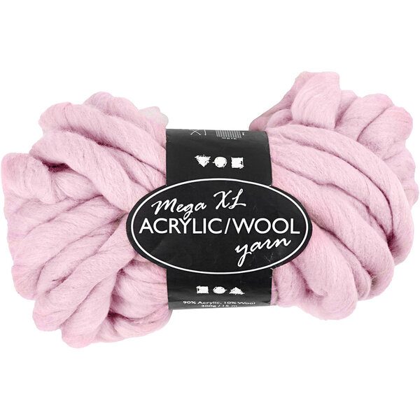 Creativ Company XL Garen van Acryl, L: 15 M, afm mega, roze, 300 gr/ 1 bol