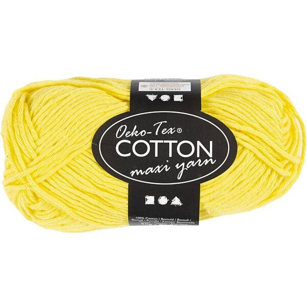 Creativ Company Katoengaren, afm 8/8, L: 80-85 M, geel, 50 gr/ 1 bol