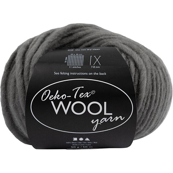Creativ Company Wolgaren, L: 50 M, grijs, 50 gr/ 1 bol