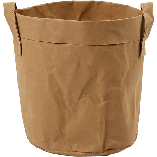 Creativ Company Faux Leather opslagzak, H: 20 cm, d 19,5 cm, 350 gr, lichtbruin, 1 stuk