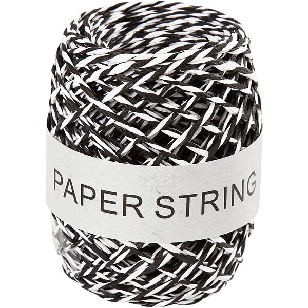 Creativ Company Papierkoord, dikte 1 mm, zwart/wit, 50 m/ 1 rol