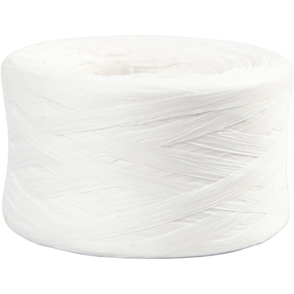 Creativ Company Papier Raffia Garen, B: 7-8 mm, wit, 100 m/ 1 rol