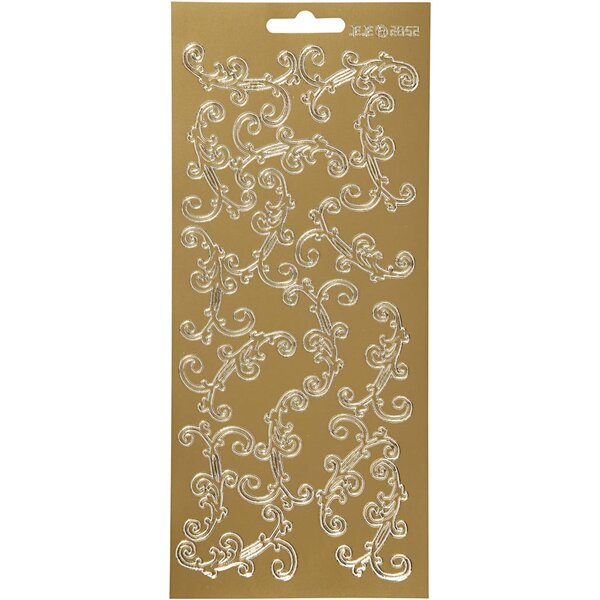Creativ Company Stickers, swirl, vel 10x23 cm, goud, 1 vel