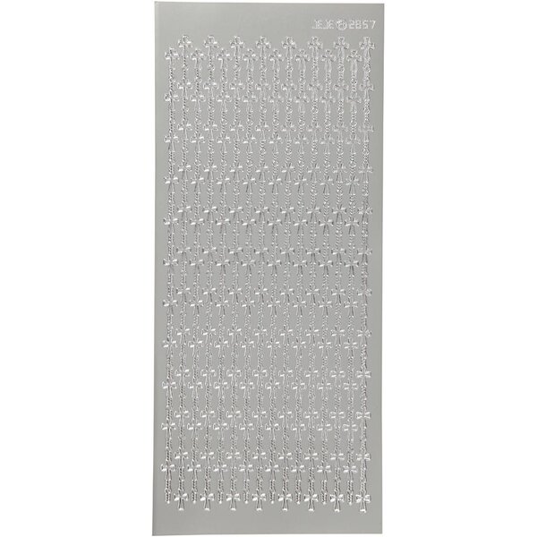 Creativ Company Stickers, kruis, vel 10x23 cm, zilver, 1 vel