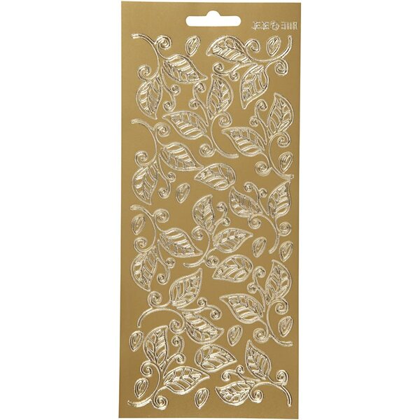 Creativ Company Stickers, bladeren, vel 10x23 cm, goud, 1 vel