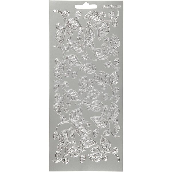 Creativ Company Stickers, bladeren, vel 10x23 cm, zilver, 1 vel