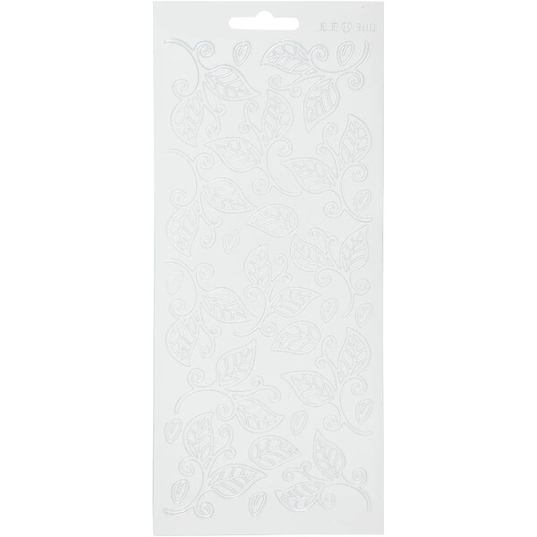Creativ Company Stickers, bladeren, vel 10x23 cm, wit, 1 vel