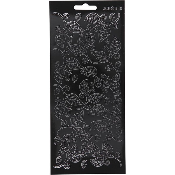 Creativ Company Stickers, bladeren, vel 10x23 cm, zwart, 1 vel