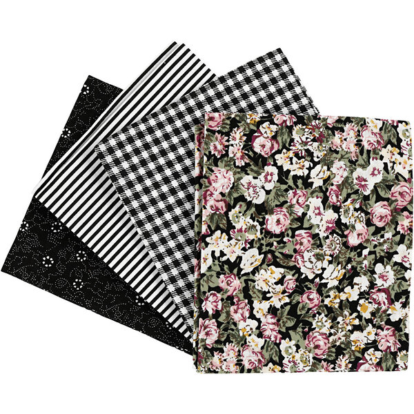 Creativ Company Patchwork stof, afm 45x55 cm, 100 gr, zwart, 4 stuk/ 1 bol