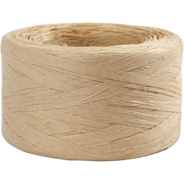 Creativ Company Papier Raffia Garen, B: 7-8 mm, zandkleur, 100 m/ 1 rol