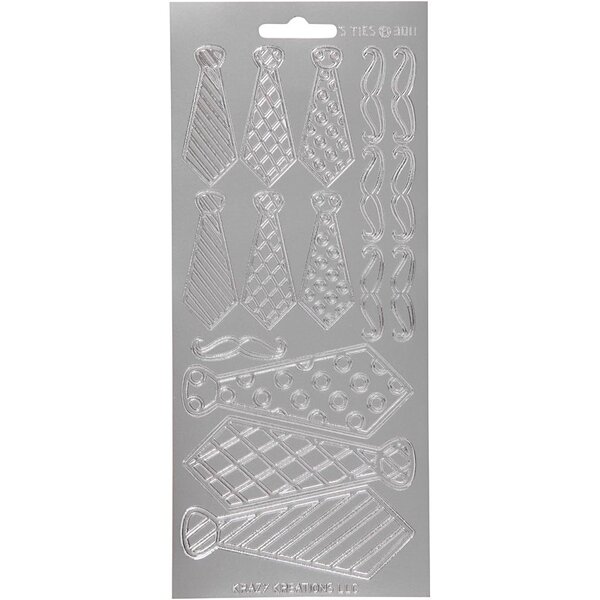 Stickers, stropdassen, vel 10x23 cm, zilver, 1 vel