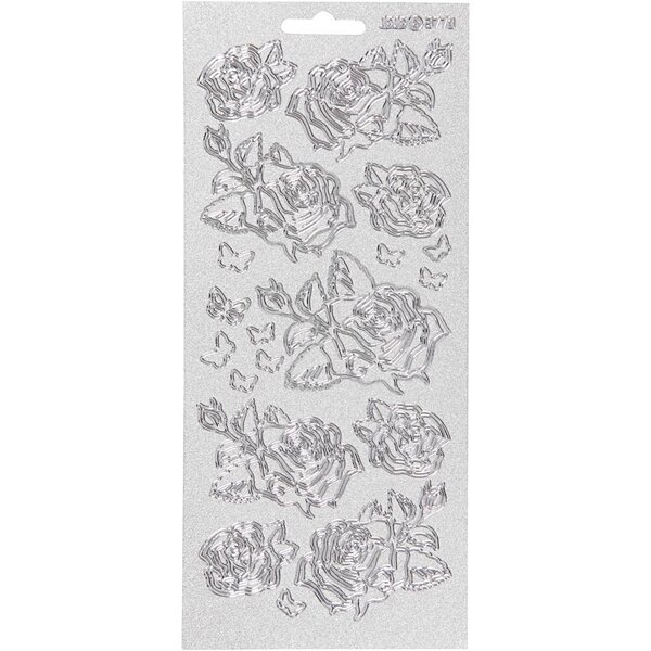Creativ Company Stickers, rozen, vel 10x23 cm, zilver, 1 vel
