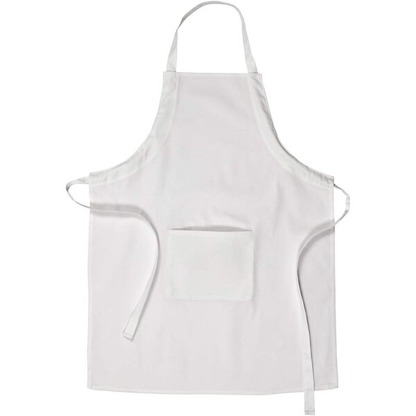 Creativ Company Schort met zak, L: 84 cm, B: 65 cm, afm M-XL cm, 210 gr, wit, 1 stuk