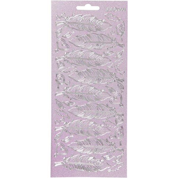 Creativ Company Stickers, veren, vel 10x23 cm, zilver, 1 vel
