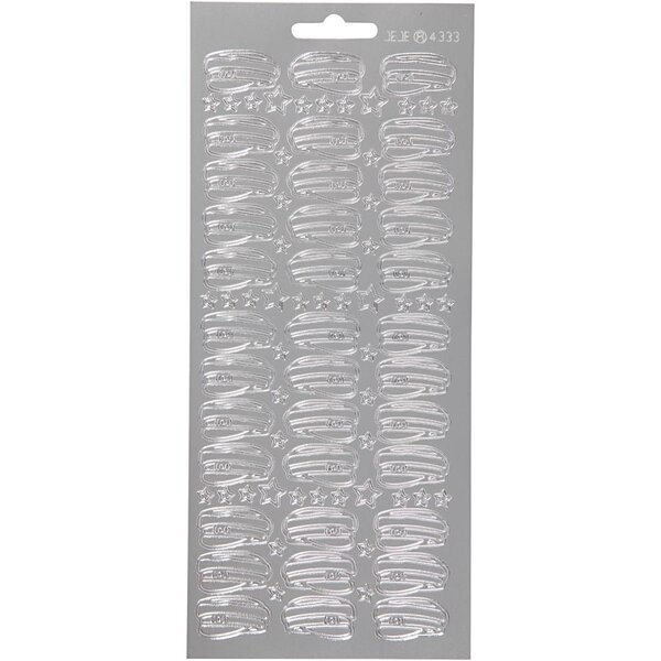Creativ Company Stickers, hoed, vel 10x23 cm, zilver, 1 vel