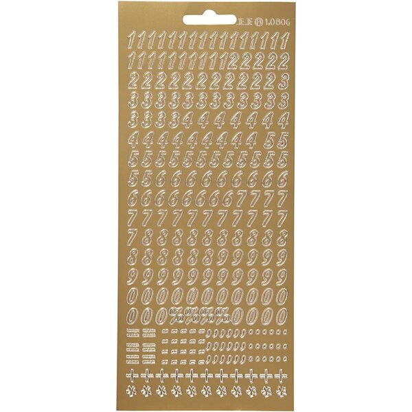 Creativ Company Stickers, cijfers, vel 10x23 cm, goud, 1 vel