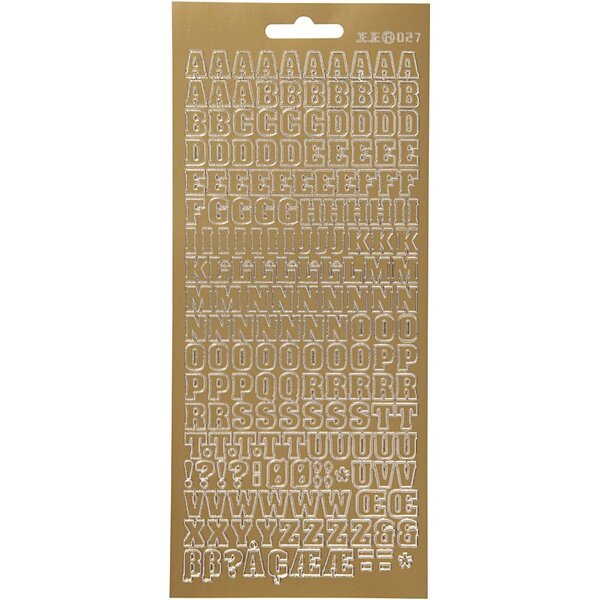 Creativ Company Stickers, alfabet, vel 10x23 cm, goud, 1 vel