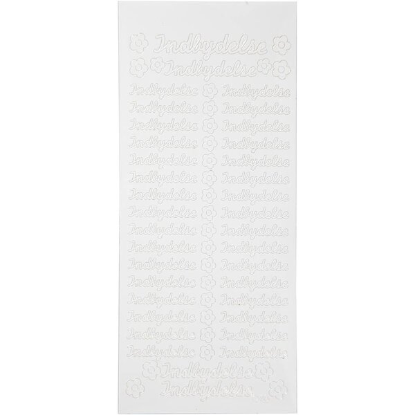 Stickers, indbydelse, vel 10x23 cm, wit, 1 vel