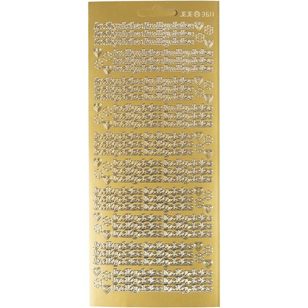 Creativ Company Stickers, indbydelse, vel 10x23 cm, goud, 1 vel