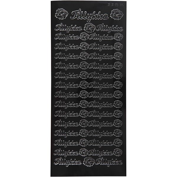 Creativ Company Stickers, tillykke, vel 10x23 cm, zwart, 1 vel