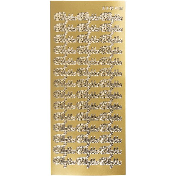 Creativ Company Stickers, tillykke, vel 10x23 cm, goud, 1 vel