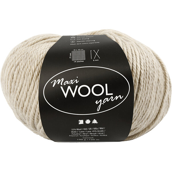 Creativ Company Wolgaren, L: 125 M, zandkleur mix, 100 gr/ 1 bol