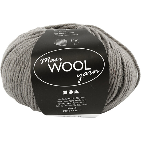 Creativ Company Wolgaren, L: 125 M, grijs, 100 gr/ 1 bol